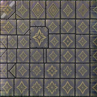 overgrown dusty tiled floor
