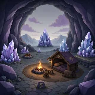 quiet camp at overcast twilight