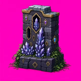 wall outer corner, overgrown
