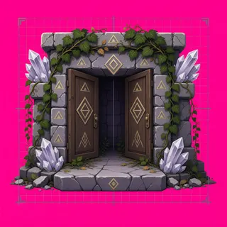 door open, overgrown