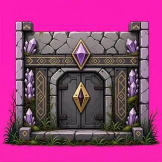 door closed, overgrown