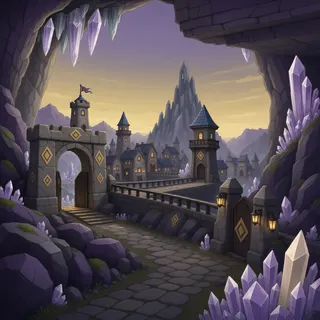 settlement entrance at dusk