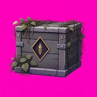 overgrown wooden crate