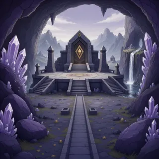 hidden shrine at overcast twilight