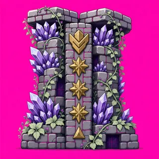 wall isolated pillar, overgrown