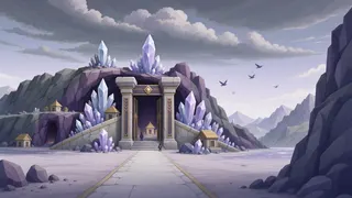 settlement entrance at stormy midday