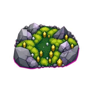 small moss patch, elongated arrangement