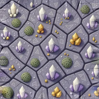 lichen-speckled flat paving