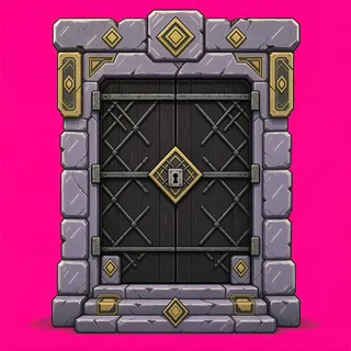 door locked, weathered
