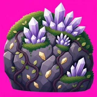 overgrown large boulder