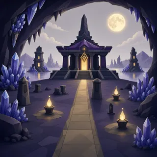 ancient landmark at moonlit night