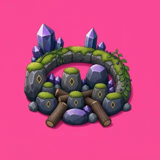 overgrown campfire ring