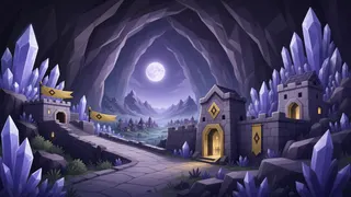settlement entrance at moonlit night