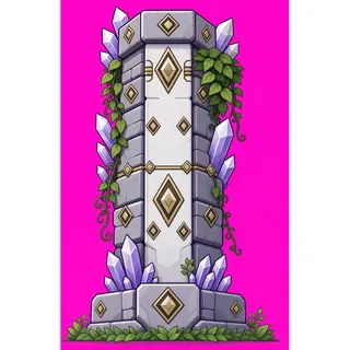 wall isolated pillar, overgrown