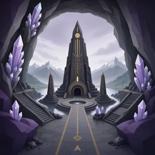 ancient landmark at overcast twilight