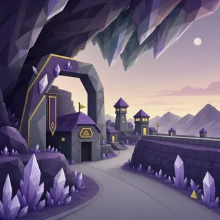 settlement entrance at dusk