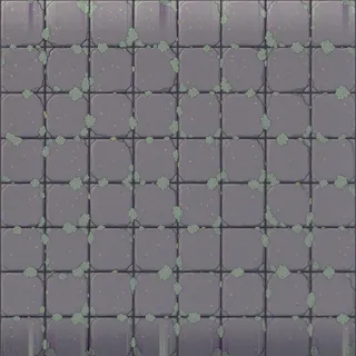lichen-speckled dusty tiled floor