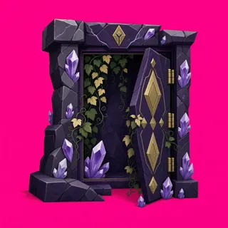 door open, overgrown