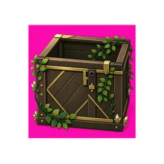 overgrown wooden crate