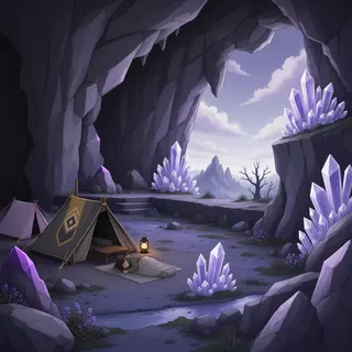 quiet camp at stormy midday