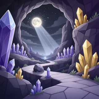 winding wilderness path at moonlit night