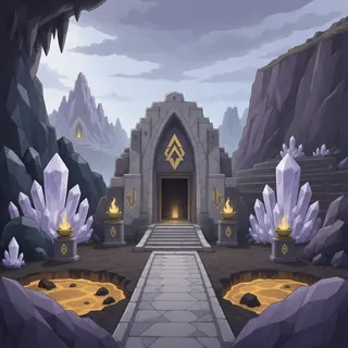 hidden shrine at stormy midday