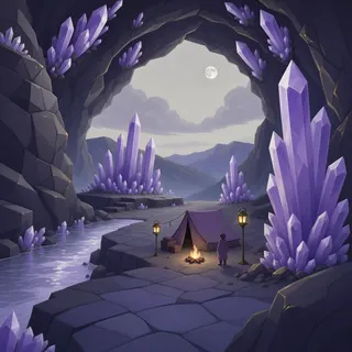 quiet camp at moonlit night