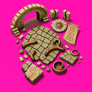 broken fragments, sparse arrangement