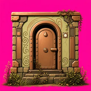 door closed, overgrown