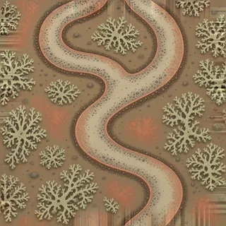 lichen-speckled fine gravel path