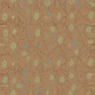 lichen-speckled earthen floor