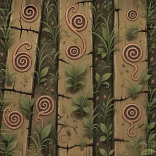 overgrown weathered plank floor