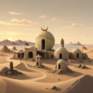 ancient landmark at dusk