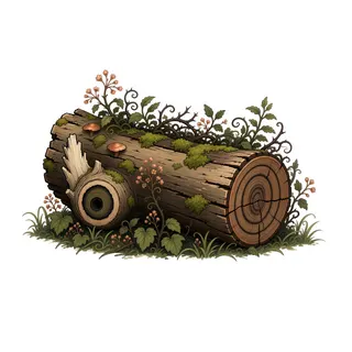 overgrown fallen log