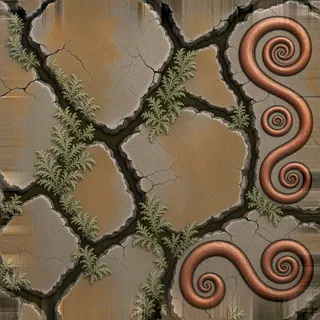 overgrown rough stone floor