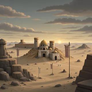 distant stronghold at dusk