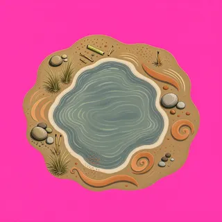 shallow puddle, sparse arrangement