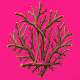 scattered twigs, irregular arrangement