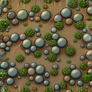 overgrown river pebbles