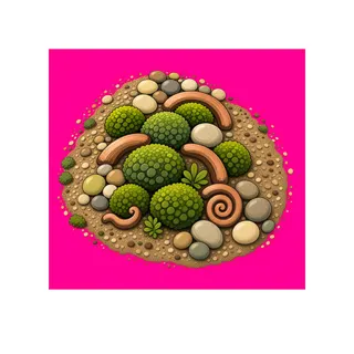 small moss patch, clustered arrangement