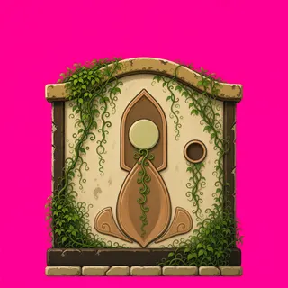 wall isolated pillar, overgrown