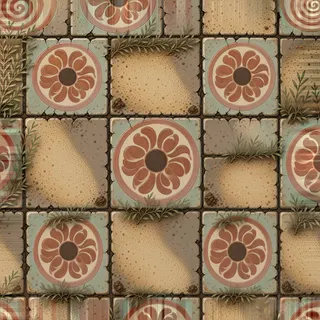 overgrown dusty tiled floor