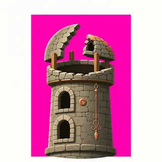 damaged watchtower