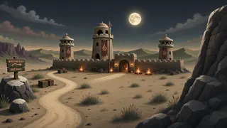 winding wilderness path at moonlit night
