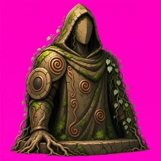 overgrown statue