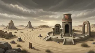 hidden shrine at stormy midday