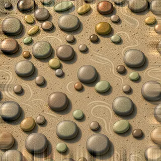 dust-covered river pebbles
