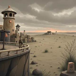 border overlook at overcast twilight