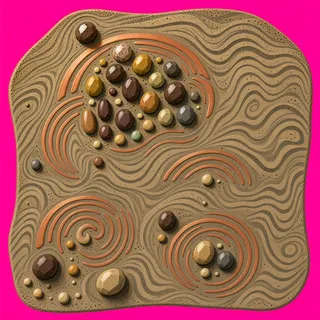 spilled pebbles, dense arrangement