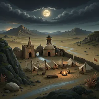 quiet camp at moonlit night